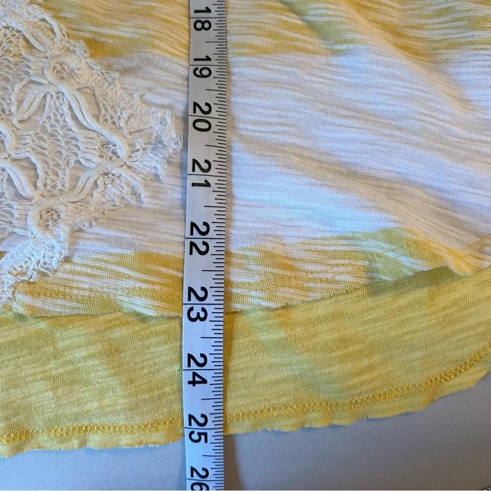 Free People We The Free XS Yellow Stripe Mesh Lace Front Raw Hem Tank Top Y2K - Picture 10 of 10